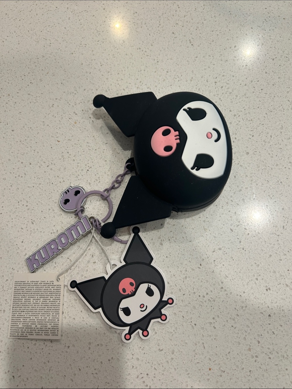 Sanrio Kuromi Black, Pink & Purple Silicone Coin Purse with Charm